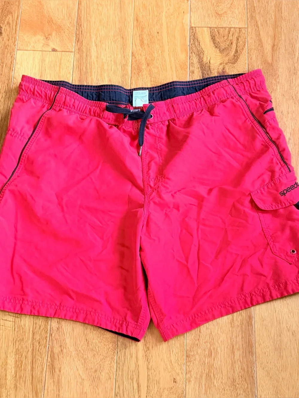 Y2K Speedo Mens Large Red Swim Trunks Board Shorts Beach Swimwear
